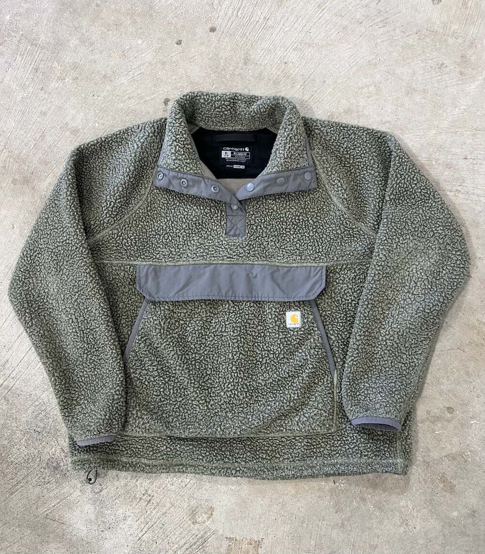 Carhartt Women’s Relaxed Fit Sherpa Fleece Snap Pullover Green XL OJ4991-W